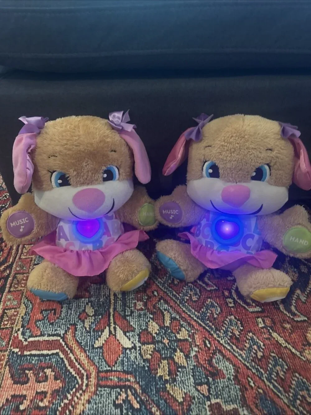2 FISHER PRICE Laugh Learn Smart Stages Puppy Sis Toddler Learning Toy TWINS Lot
